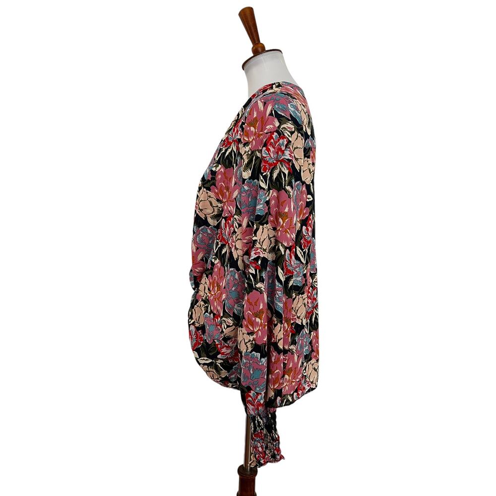 Leyden Womens Faux Wrap Floral Blouse Long Sleeve Pink L Large - Picture 4 of 8
